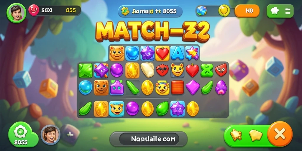 Screenshot gameplay 8055 menampilkan keseruan mencocokkan item.
