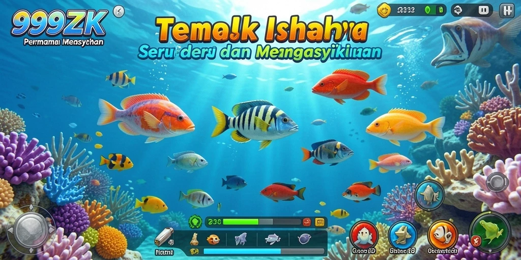 Tampilan gameplay seru di 999ZK saat menembak ikan.