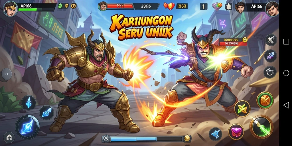 Tampilan screenshot API66 menampilkan pertarungan mendebarkan antar karakter.