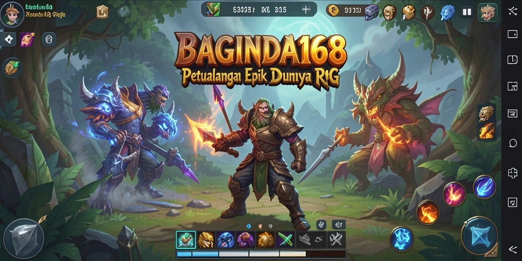 Tangkapan layar utama BAGINDA168 menampilkan aksi seru dalam pertempuran RPG.