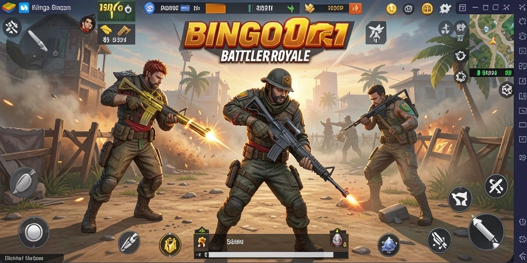 Screenshot gameplay BINGO101 menampilkan pertarungan seru di arena Battle Royale.
