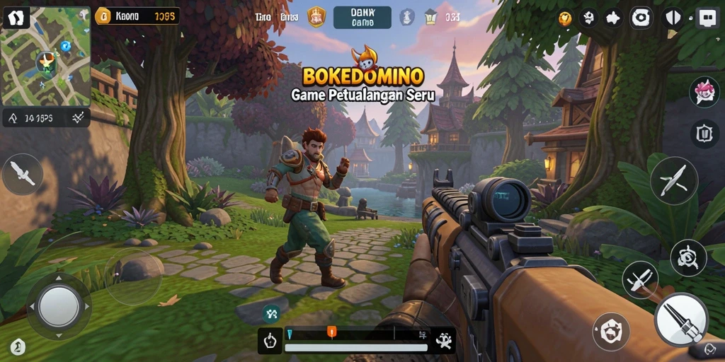 Tampilan gameplay BOKEDOMINO yang seru dan penuh aksi.