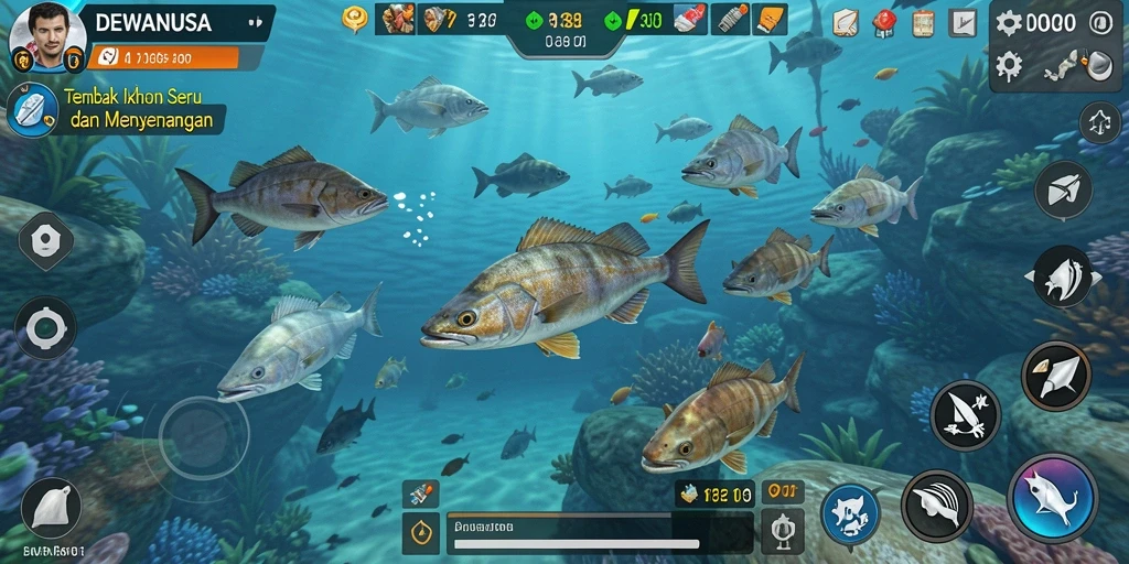 Tampilan gameplay Tembak Ikan di DEWANUSA yang mendebarkan.