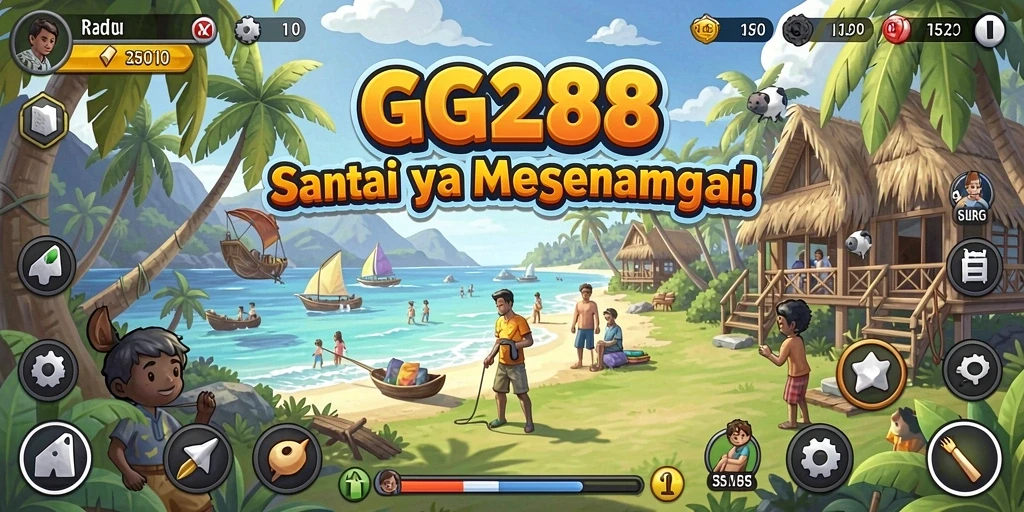 Screenshot utama GG288 menampilkan gameplay yang ceria dan interaktif.