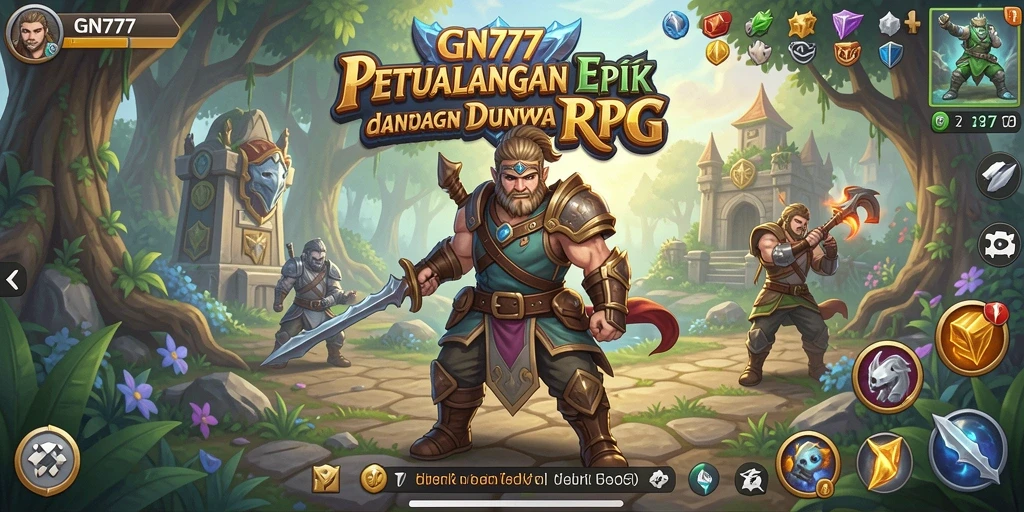 Screenshot gameplay GN777 yang menunjukkan pertarungan epik dan eksplorasi.