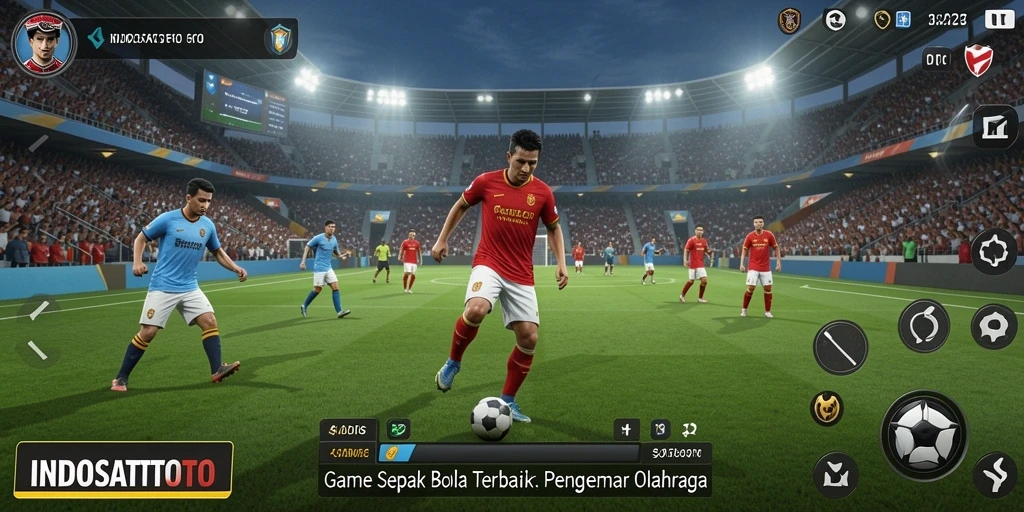 Tampilan gameplay mendebarkan di INDOSATTOTO dengan aksi sepak bola nyata.