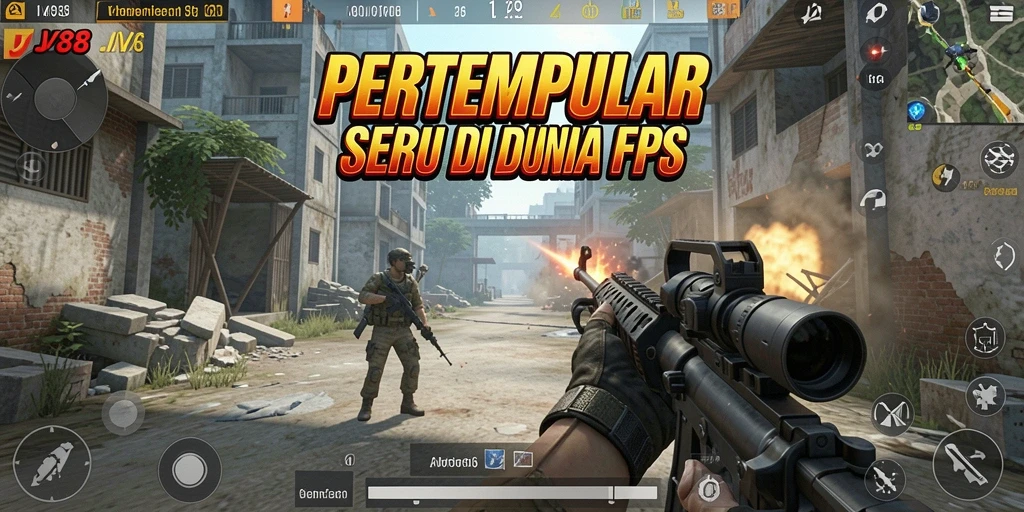 Gameplay JV88 menunjukkan aksi pertempuran FPS yang mendebarkan.