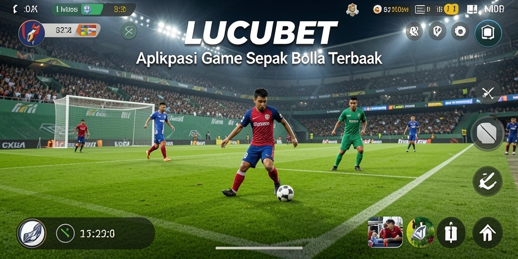 Tampilan gameplay LUCUBET dengan suasana pertandingan sepak bola yang mendebarkan.