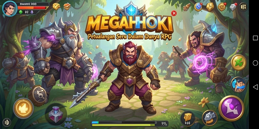 Gameplay RPG menegangkan dengan pertarungan strategis di MEGAHOKI.