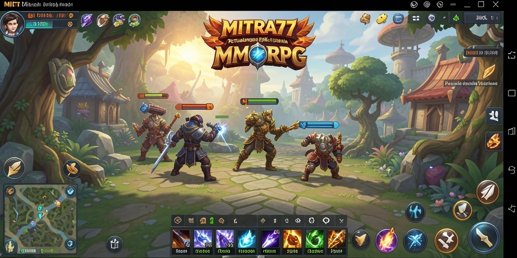 Screenshot menunjukkan aksi pertarungan seru dalam permainan MMORPG MITRA77.