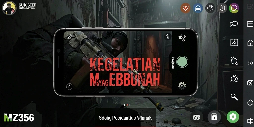 Tampilan gameplay MZ356 dengan suasana horor yang mencekam.