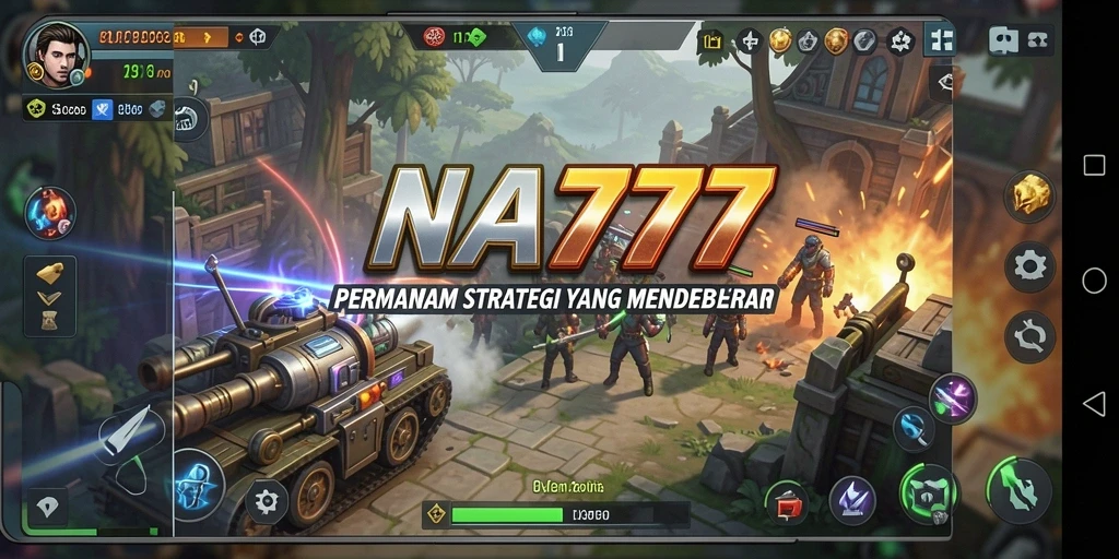 Tangkapan layar utama NA777 menampilkan aksi seru dalam permainan strategi.