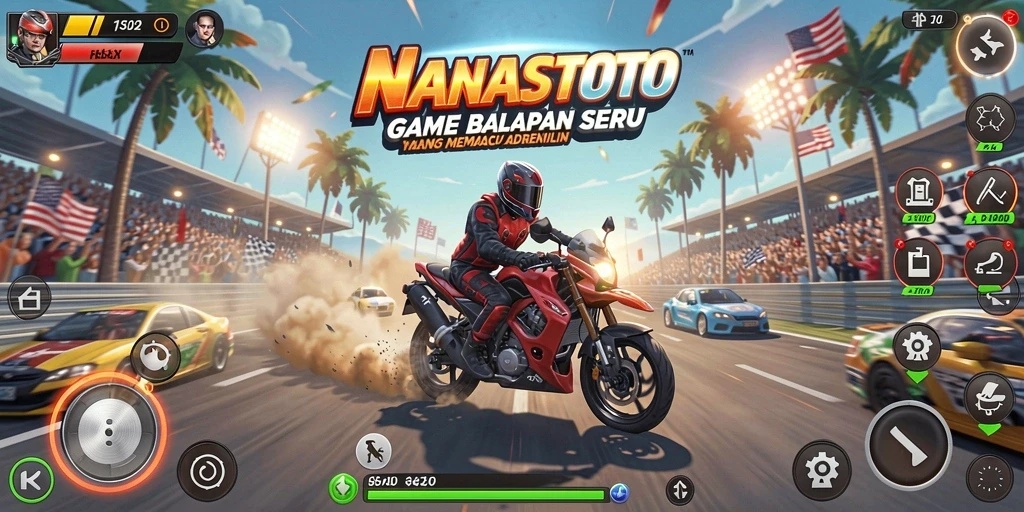 Tampilan gameplay NANASTOTO yang seru dan menegangkan saat balapan.