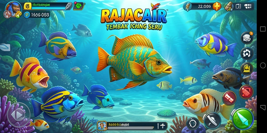 Screenshot gameplay RAJACAIR dengan aksi menembak ikan yang seru.
