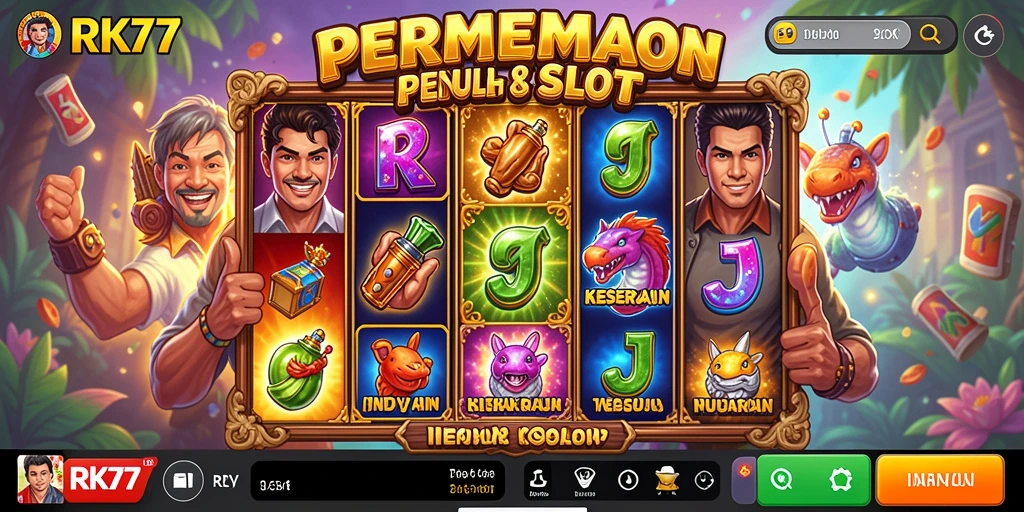 Tampilan gameplay menyenangkan dalam RK77 dengan berbagai pilihan slot.