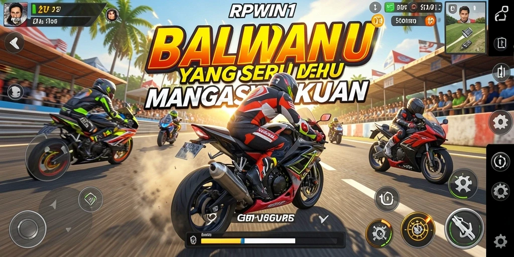 Tampilan gameplay balapan motor yang menegangkan dan mengasyikkan.