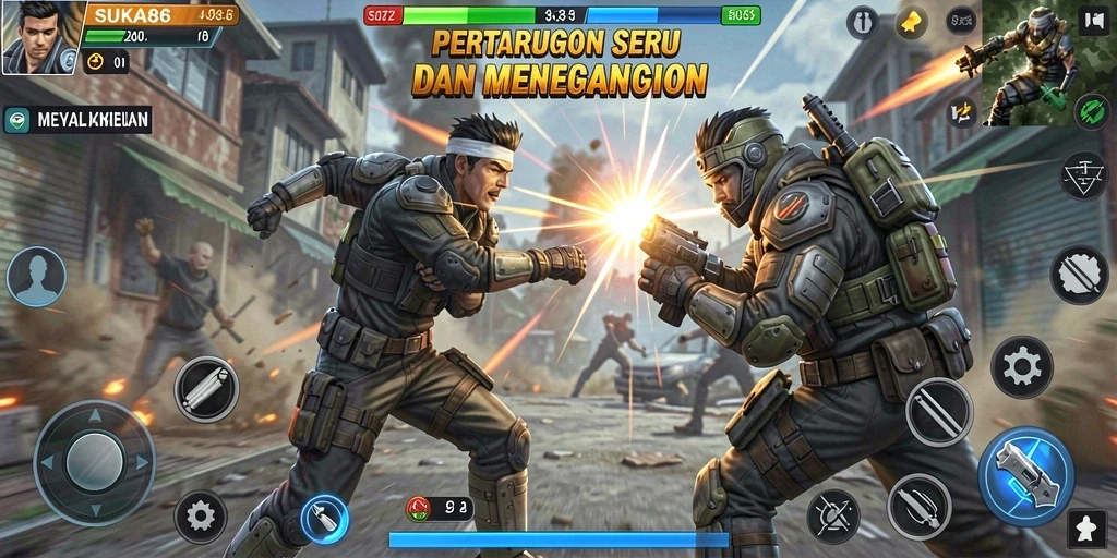 Screenshot gameplay SUKA86 menampilkan aksi pertempuran yang mendebarkan.