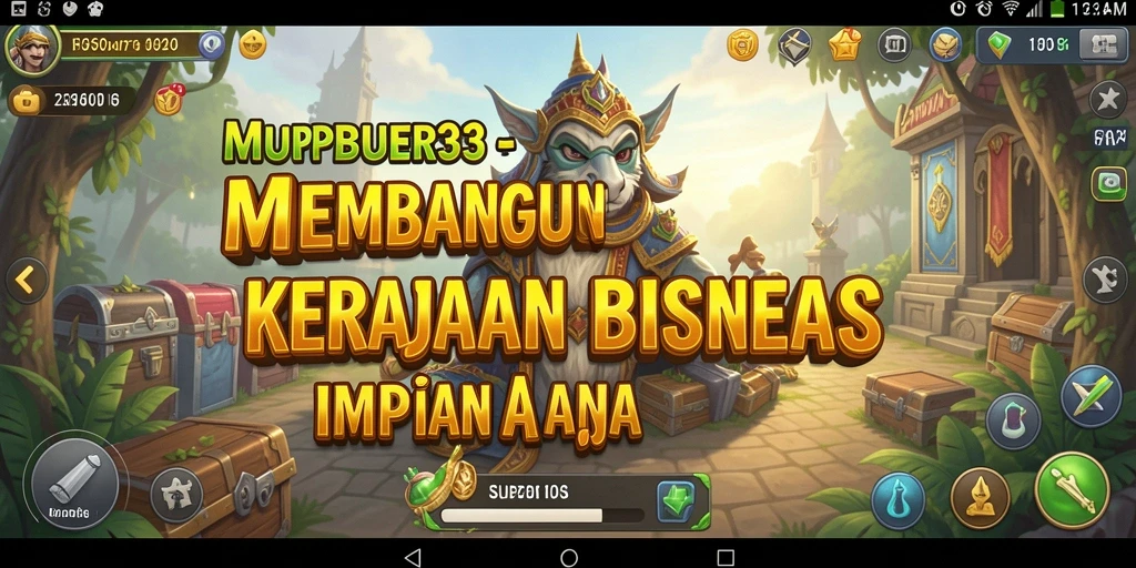 Tampilan gameplay utama SUPER33 yang menampilkan kota dan bisnis yang berkembang.